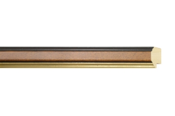Comprar molduras castanhas online | Moldura castanha com friso dourado | Pormenor do acabamento
