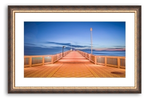 Moldura azul e dourada para quadros por medida | Quadro pronto