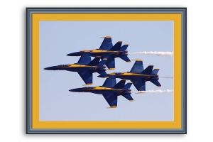 Moldura azul para fotos por medida | Quadro pronto