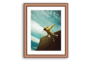Compre molduras online | Moldura castanha com friso dourado | Quadro pronto