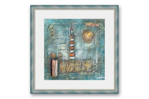 Molduras por medida | Moldura Azul e prata | Quadro pronto