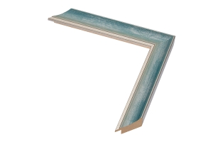 Molduras por medida | Moldura Azul e prata | Perfil e amostra