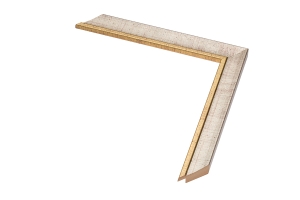 Molduras por medida | Moldura prata com friso dourado | Perfil e amostra