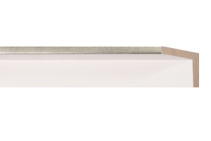 Moldura branca e prateada para telas | Pormenor do acabamento