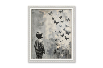 Moldura branca trabalhada para quadros | Quadro pronto