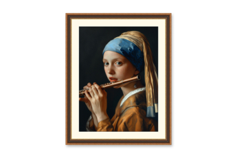 Moldura castanha avelã com friso dourado | Quadro pronto